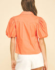 Bubble Sleeve Collared Blouse