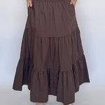 Chocolate Tiered Midi Skirt - THML
