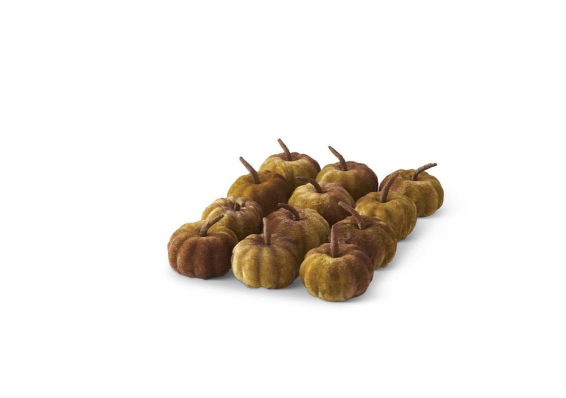 2.25 in. Green Velvet Pumpkins - Chatsworth Boutique