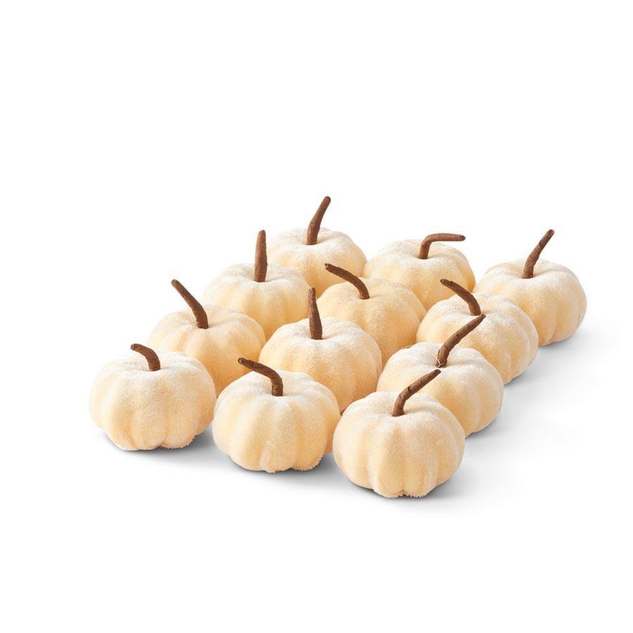 2.25 Inch Cream Velvet Pumpkins - Chatsworth Boutique