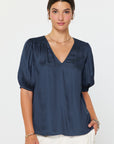 Navy Silky Blouse