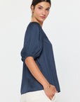 Navy Silky Blouse