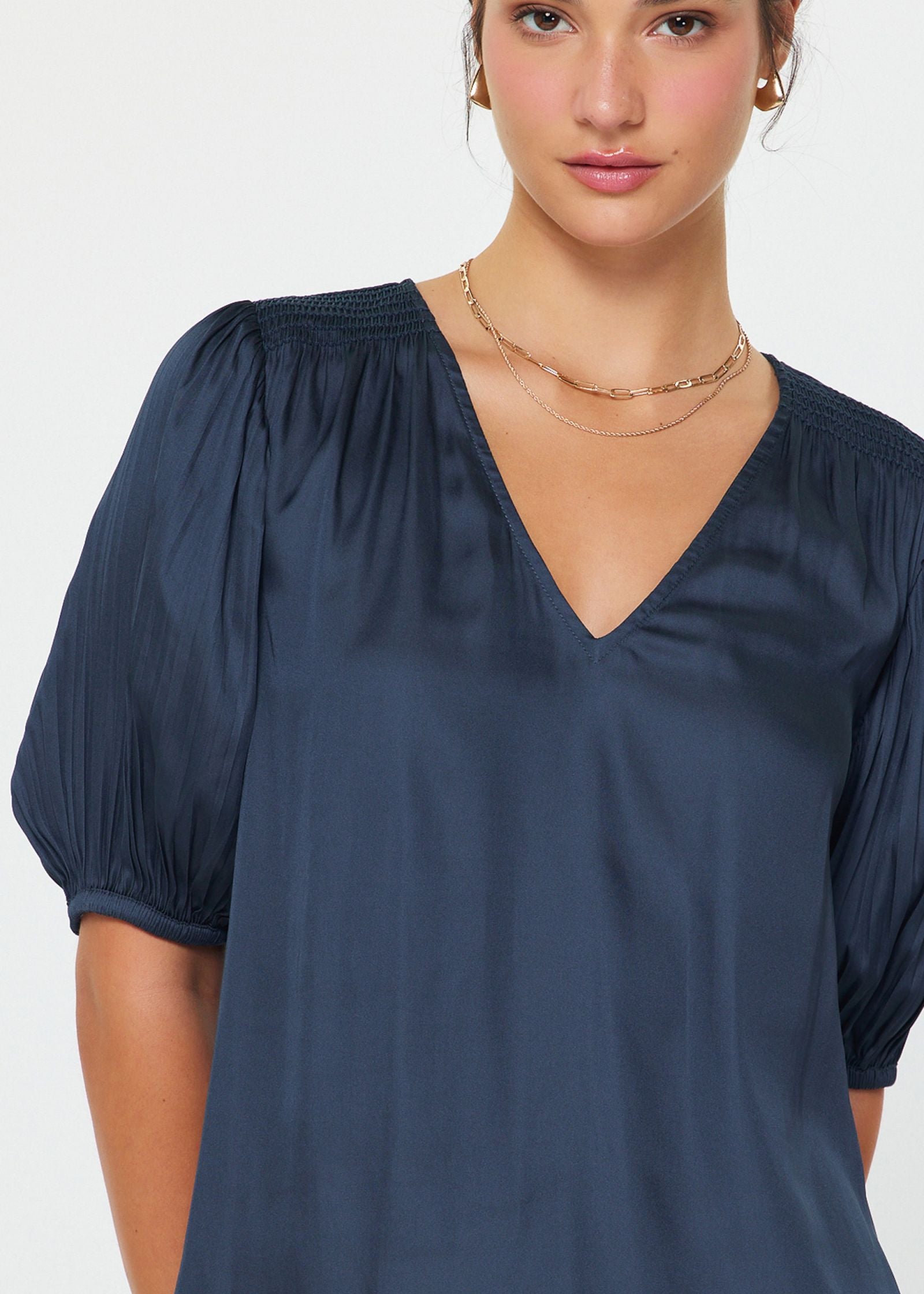 Navy Silky Blouse