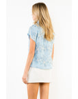 Blue Emb Floral Top