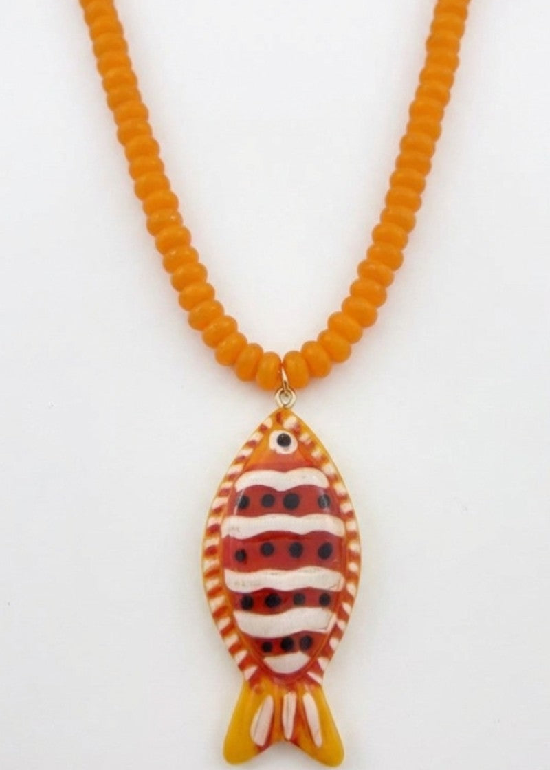 Orange Tropical Fish Necklace