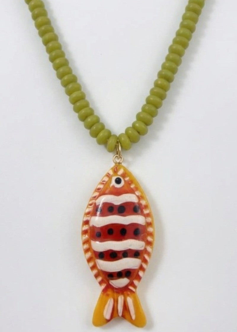 Orange Tropical Fish Necklace