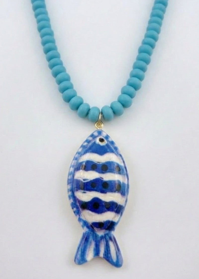 Blue Tropical Fish Necklace