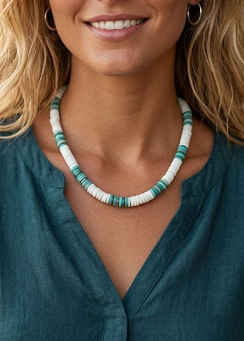 Turquoise Shell Beaded Necklace