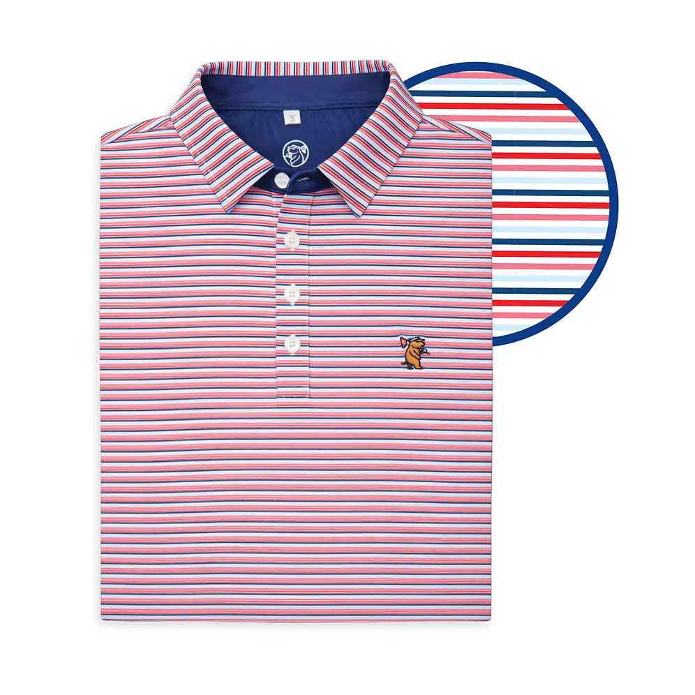 Independence Polo, Red and Navy Stripe - Caddie