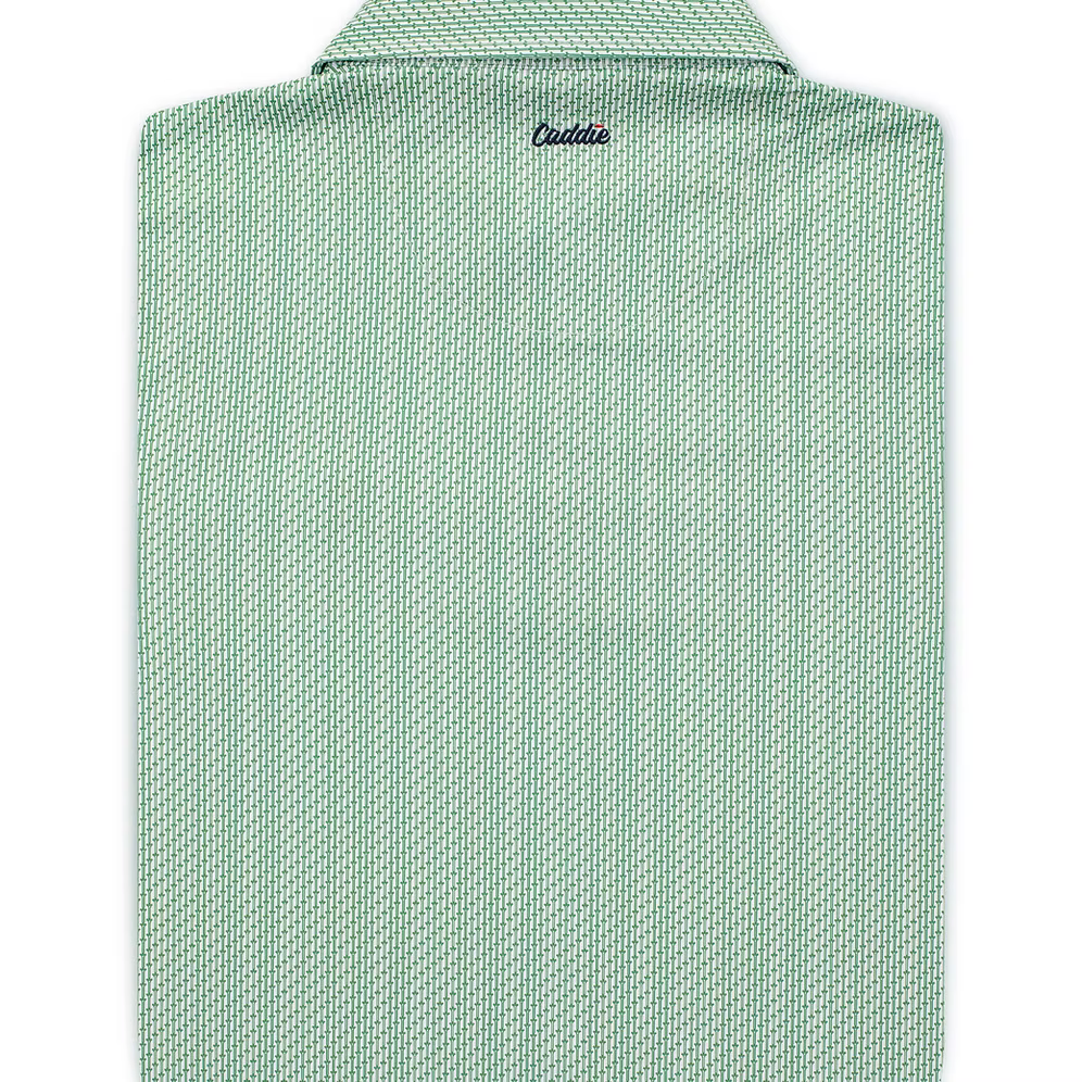 Caddie Green Tee Polo, Golf Tee Print, Detail - Chatsworth Boutique