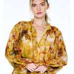 Golden Multi Button Blouse - Ciebon