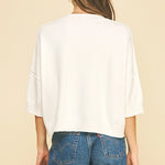 Short Sleeve Sweater, White, Detail - PINCH