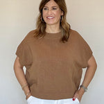 Solid Sweater Vest Blouse Camel - PINCH
