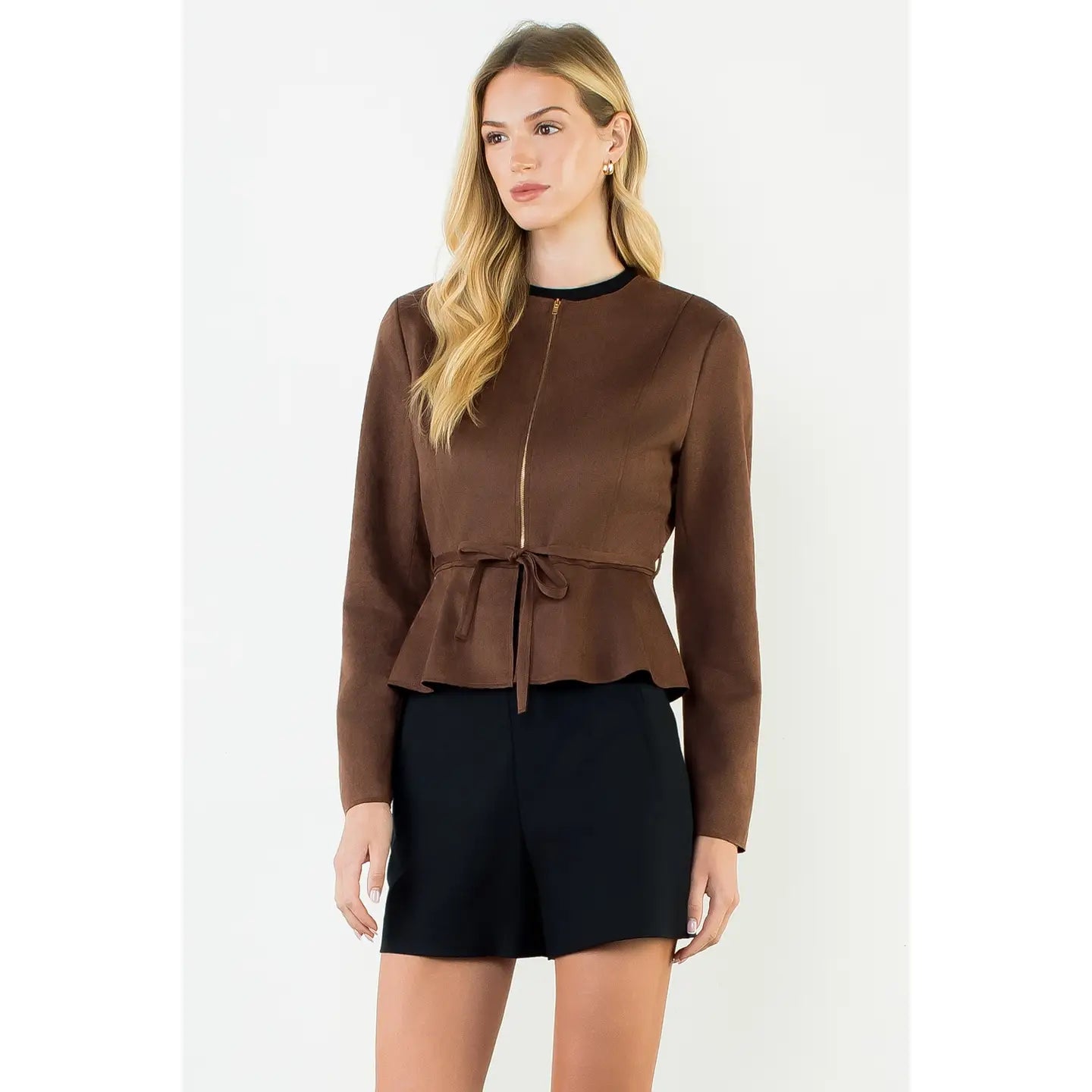 Chocolate Suede Short Jacket - THML