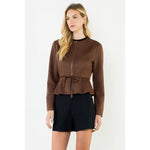 Chocolate Suede Short Jacket - THML