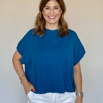 Solid Sweater Vest Blouse Teal - PINCH