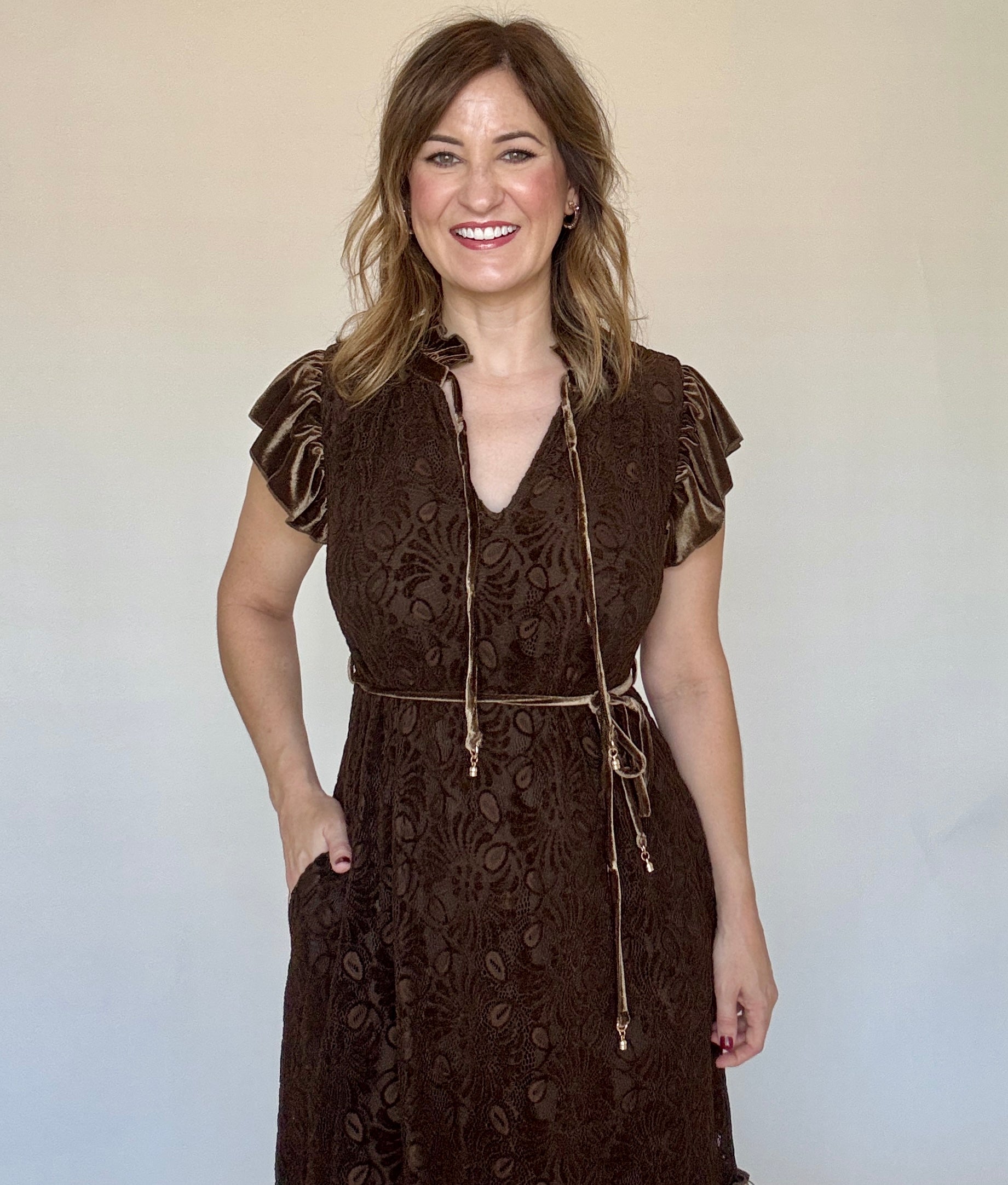 Velvet Lace Maxi Dress, Detail - Ciebon