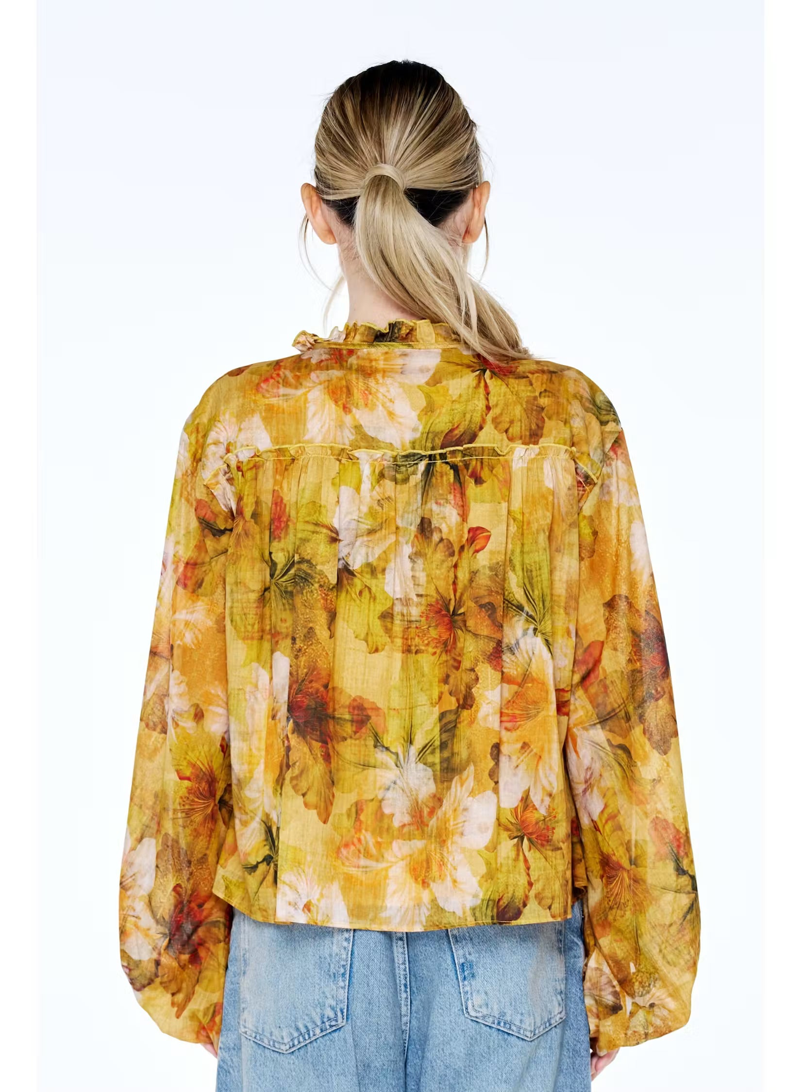Golden Multi Button Blouse, Styled - Ciebon