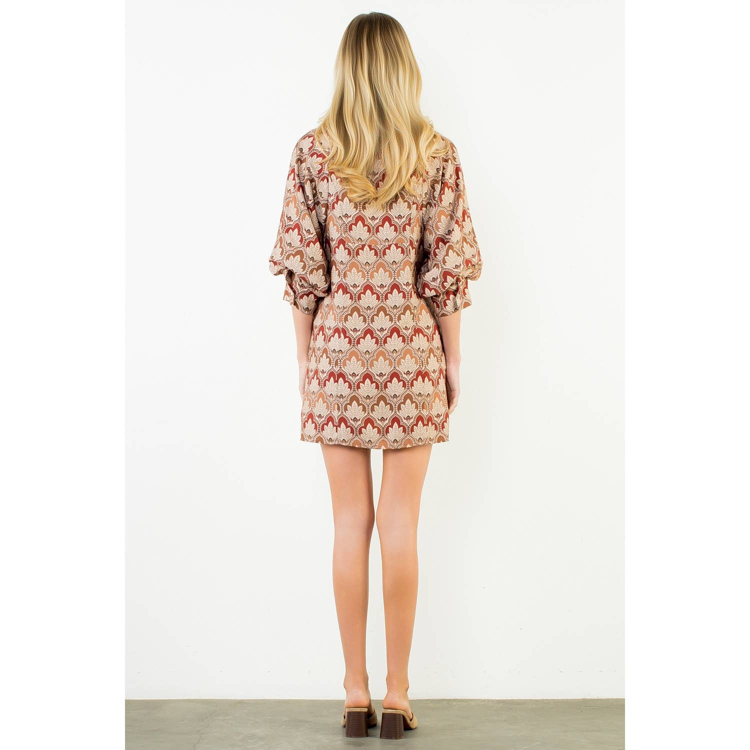 Long Sleeve Pattern Button Down Dress - Chatsworth Boutique