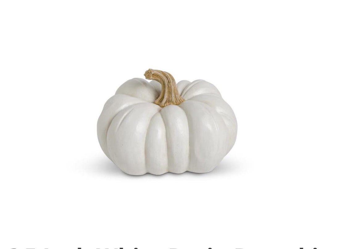 5 In. White Resin Pumpkin - Chatsworth Boutique
