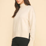 Turtleneck Hi/Lo, Ivory, Detail - PINCH