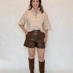 Ivory Cable Knit Sweater by Entro, styled on model - Chatsworth Boutique