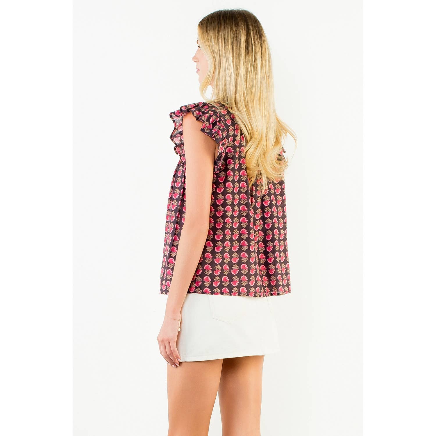 Flutter Sleeve Button Top - Chatsworth Boutique