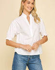 Elbow Flutter Sleeve Blouse