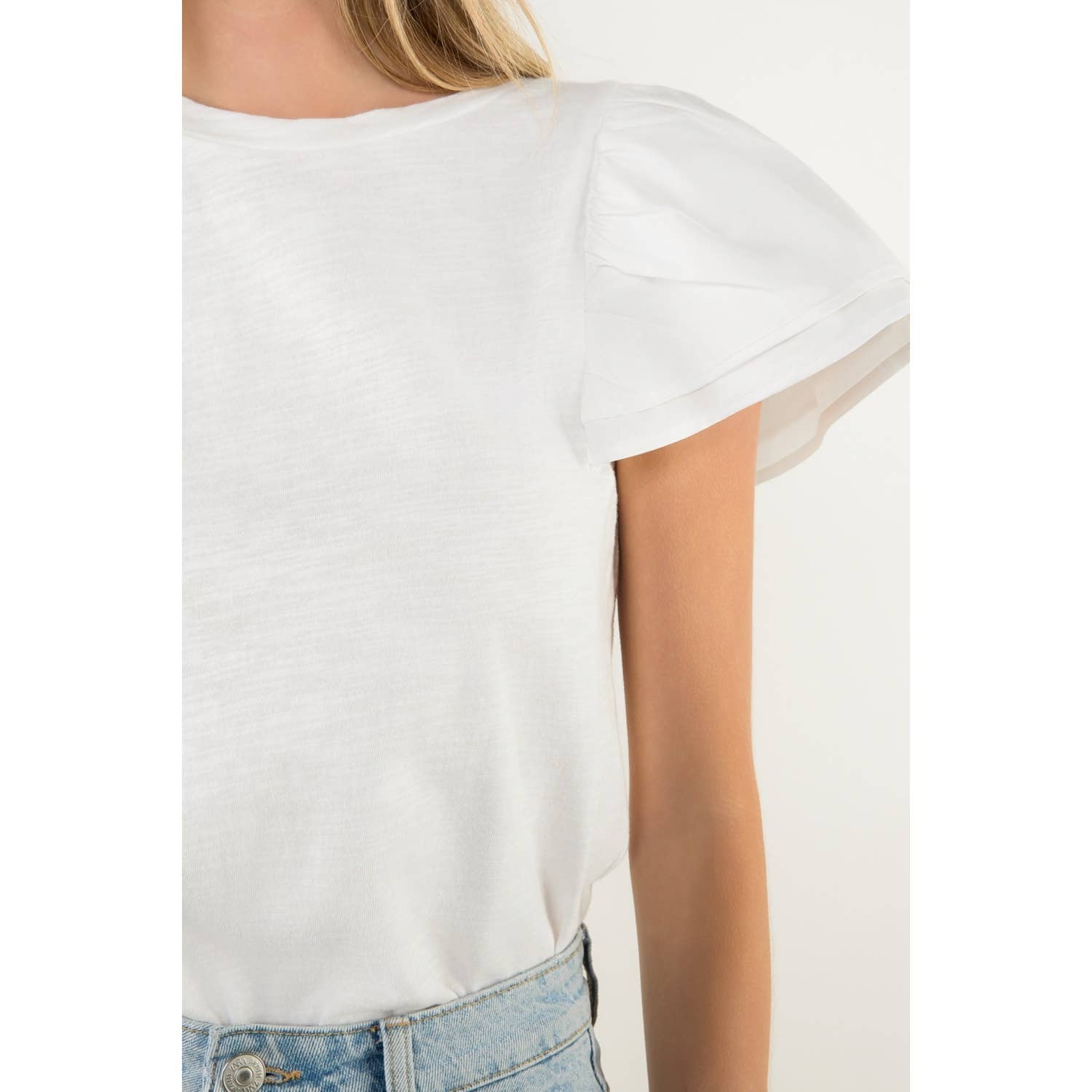 Ruffle Layered Flutter Sleeve Top