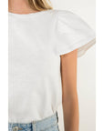 Ruffle Layered Flutter Sleeve Top