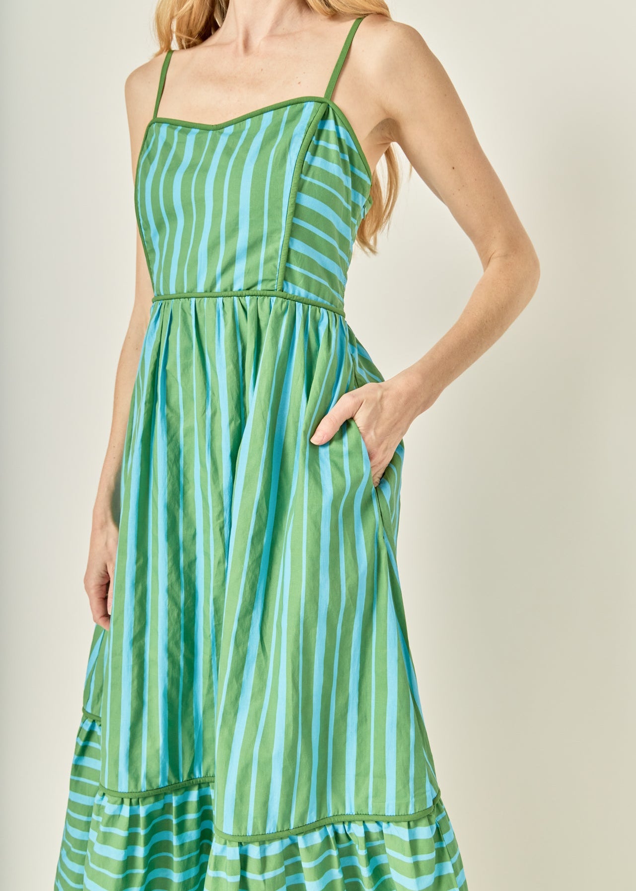 Turquoise Green Stripe Midi