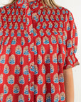 Red Block Print Blouse