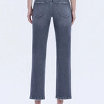 Mid Rise Grey Ankle Straight Jean, Back View - VERVET