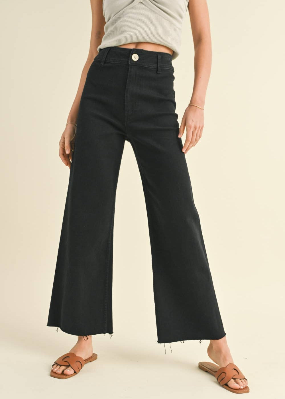 Straight Wide Leg Denim Black by MIOU MUSE - Chatsworth Boutique, Fairhope Alabama