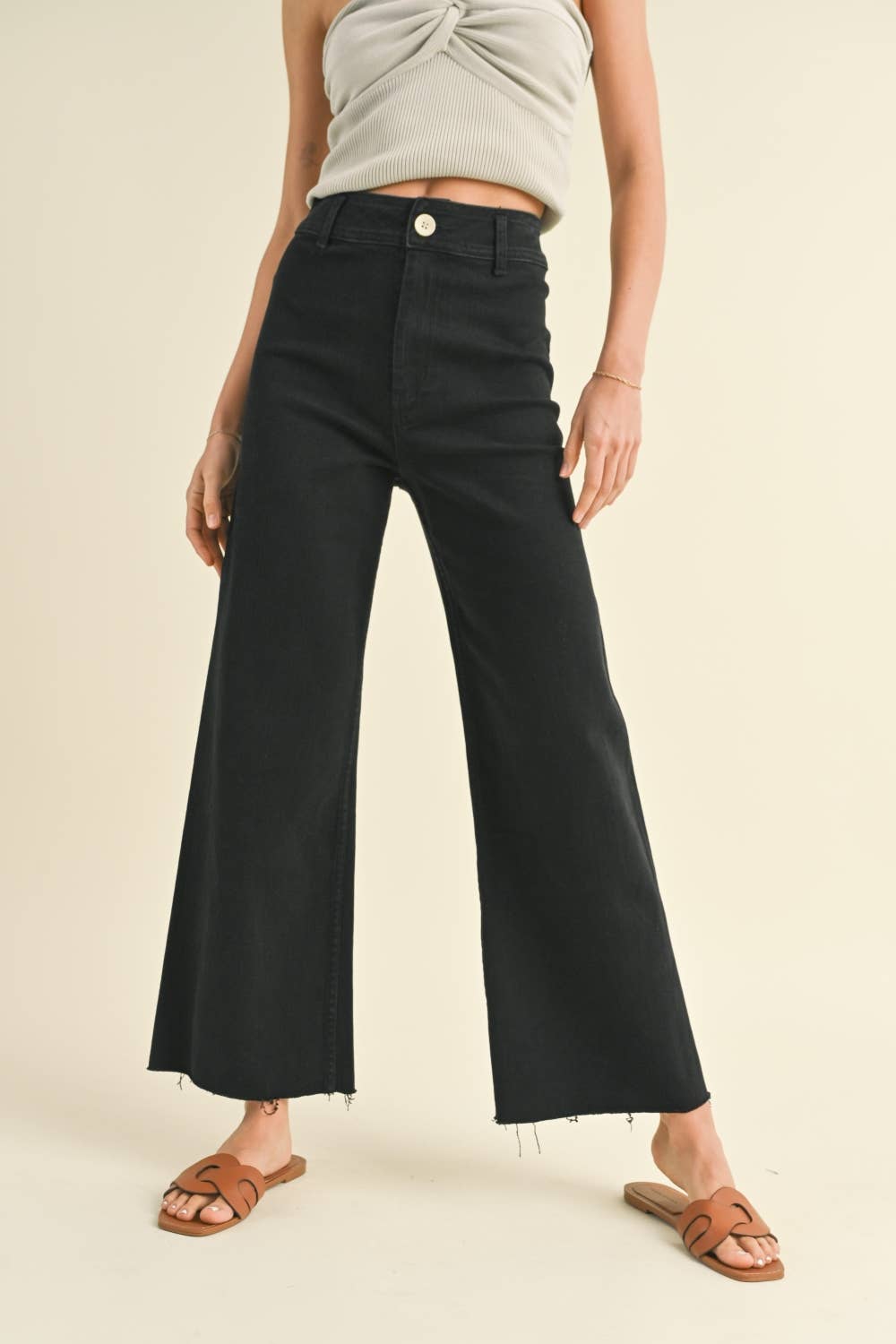 Straight Wide Leg Denim Black by MIOU MUSE - Chatsworth Boutique, Fairhope Alabama