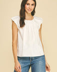 Pleated Flutter Sleeve Blouse
