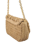 Woven Raffia Flap Shoulder Bag