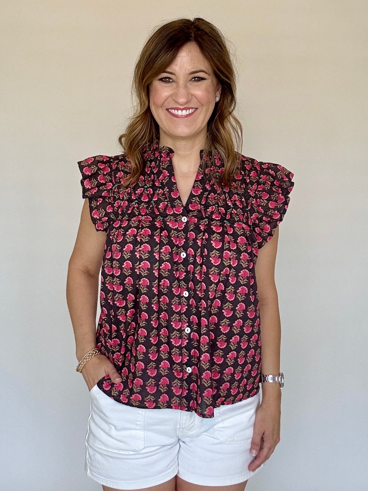 Flutter Sleeve Button Top - THML
