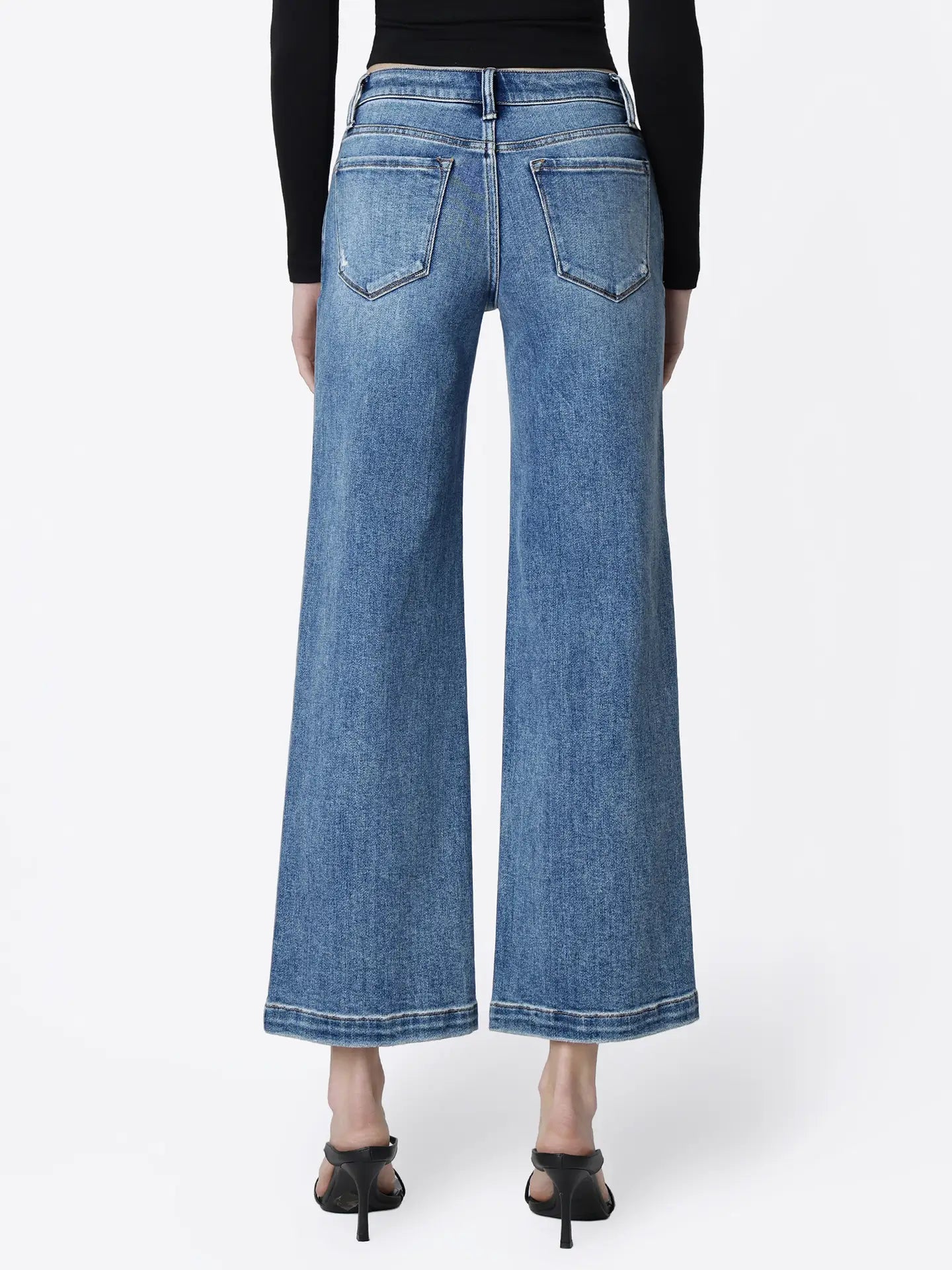 Mid Rise Ankle Wide Trouser Hem
