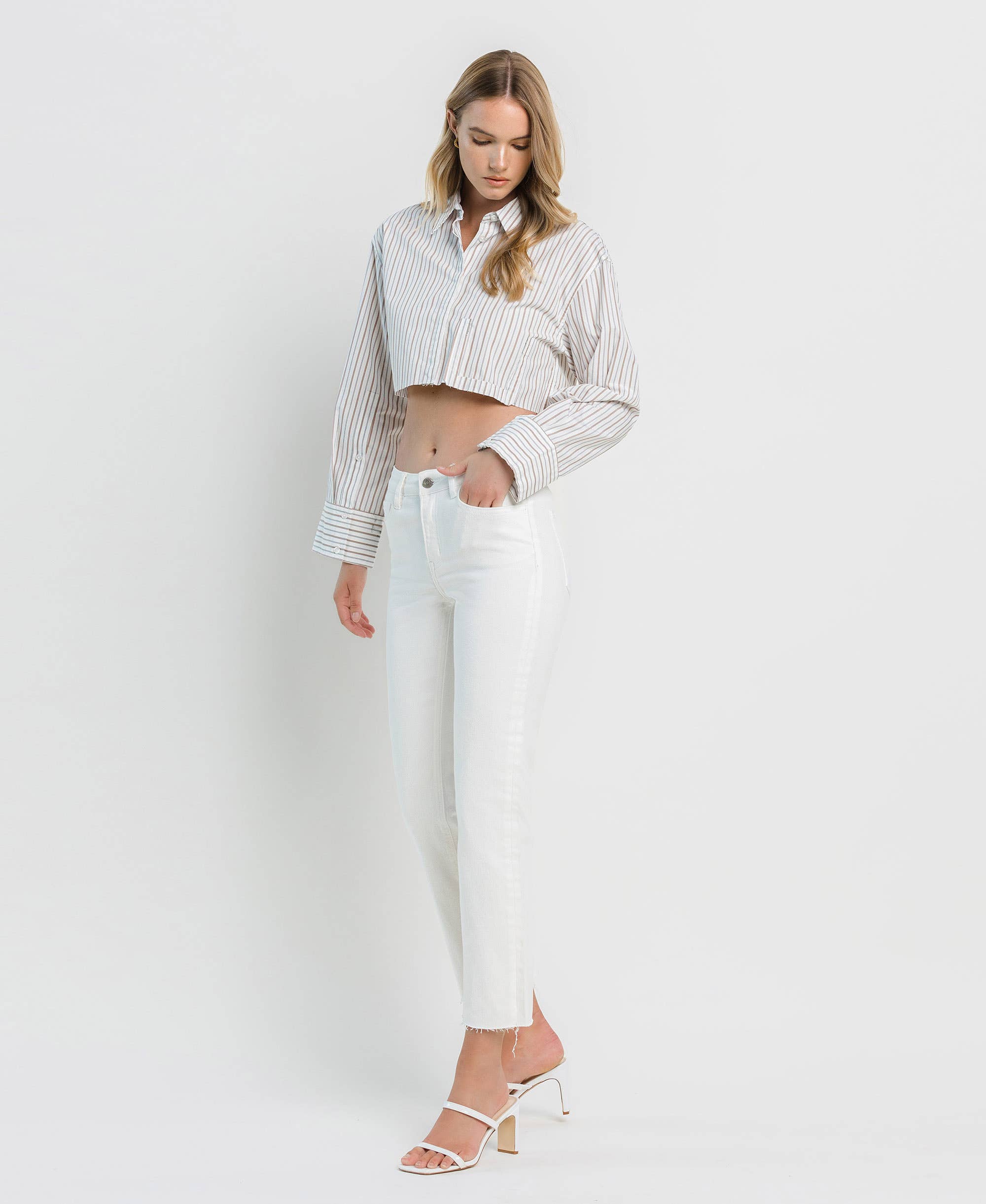 Clean Cut Raw Hem Straight Jeans