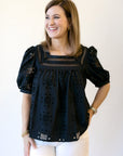 Square Neck Embroidered Blouse