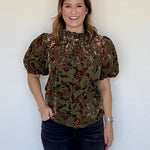 Velvet Puff Sleeve Blouse - THML