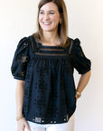 Square Neck Embroidered Blouse