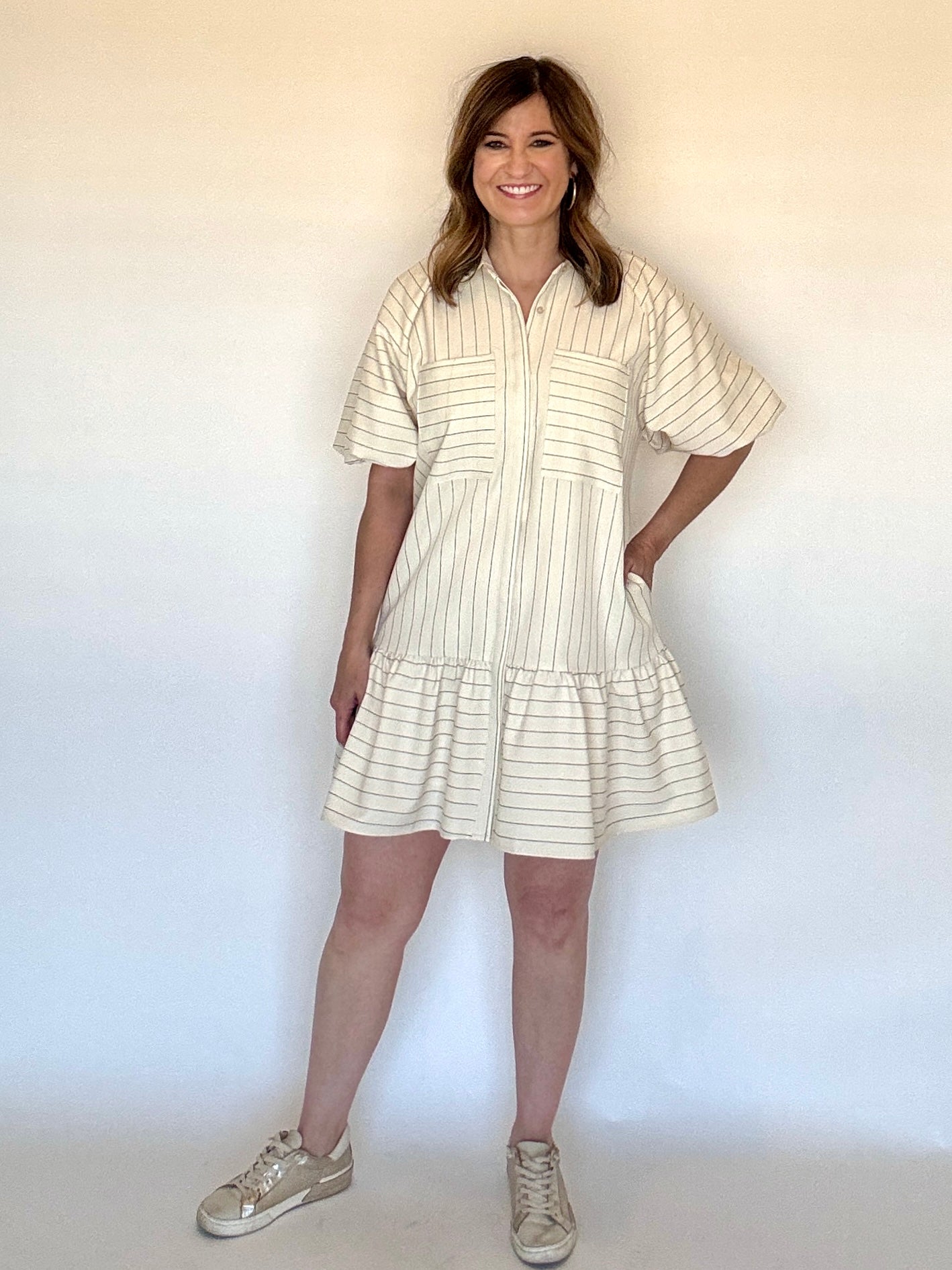 Stripe Drop Waist Mini, Detail - Aureum