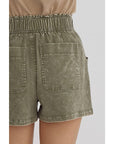 Olive Green Denim Shorts
