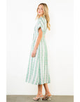 Aqua Floral Stripe Midi