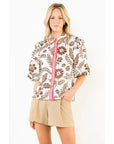 Brown & Pink Floral Blouse