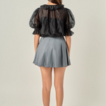 Black Ruffled Short Sleeve Blouse, Detail - English Factory