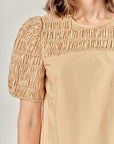 Smocked Tan Top