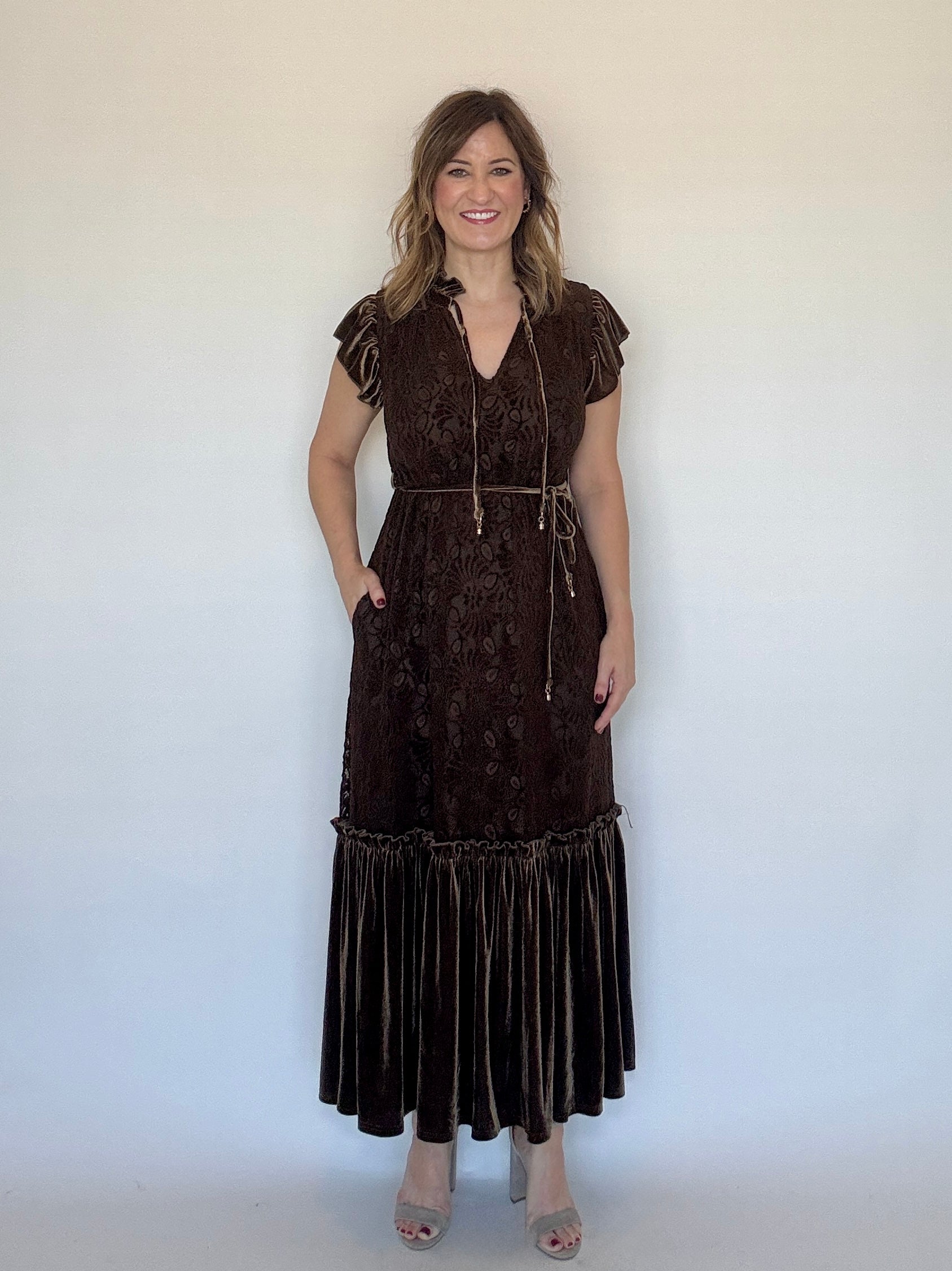 Velvet Lace Maxi Dress - Ciebon